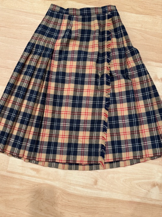 Talbots Dresses & Skirts - Vintage Wool Midi Plaid Skirt Preppy with Original Pin Size 0 XS Flawed